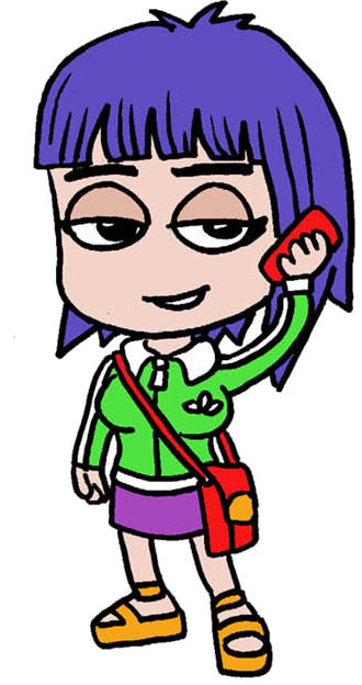 Illustrated islander holding up her phone